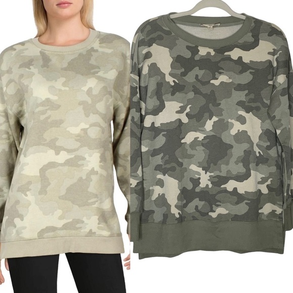 HIPPIE Rose Camo sweatshirt with side split. Long sleeves. Size M - Picture 1 of 8